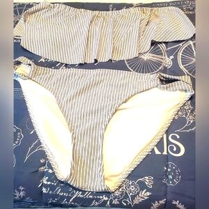 Xhilaration Blue White Strip Bikini.